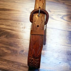 🌞Summer Clearance Genuine Leather Brown Belt Woven Pattern Men’s Size 34 Mexico